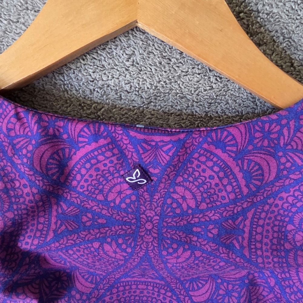 Prana Quinn Dress Purple Magenta Mandala Paisley Print Shelf Bra Size L - Picture 6 of 6